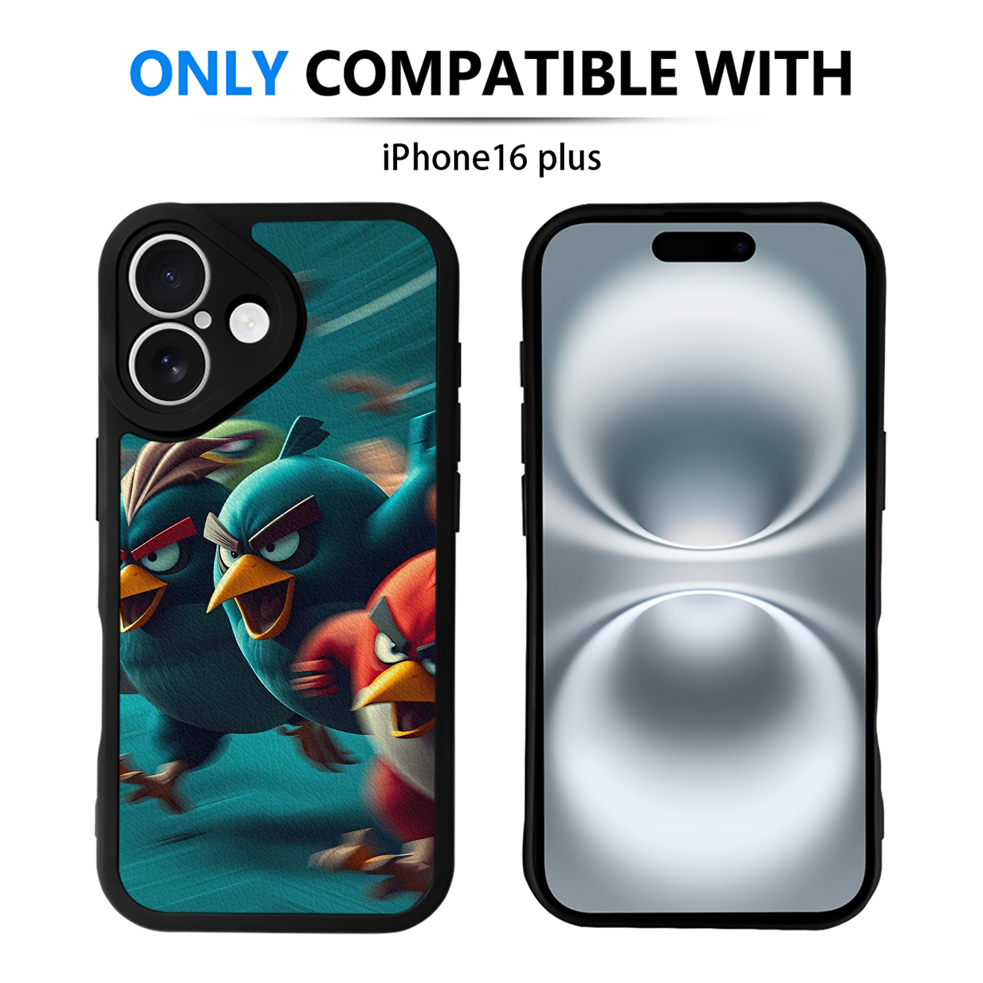 （画像用） Angry Birds アングリーバード 【iPhone 16シリーズ対応】シリコンスマホケース（レザー調） 材質：シリコン
